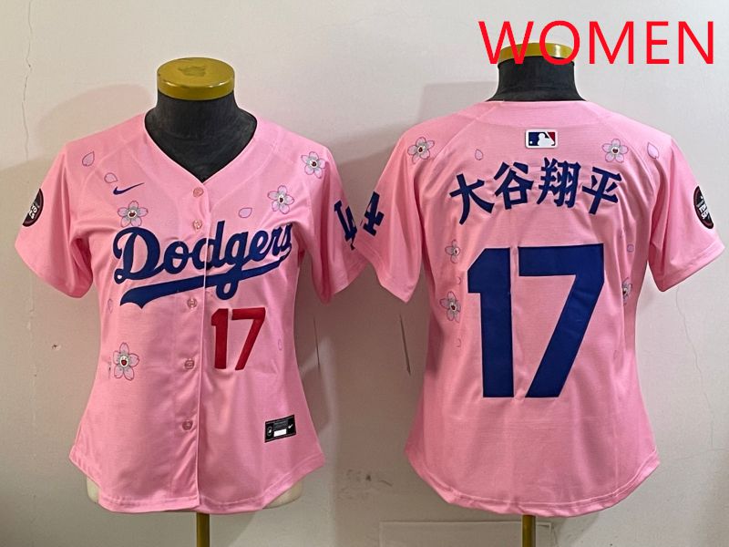 Women Los Angeles Dodgers 17 Ohtani Pink Sakura Edition 2025 Nike MLB Jersey style 8